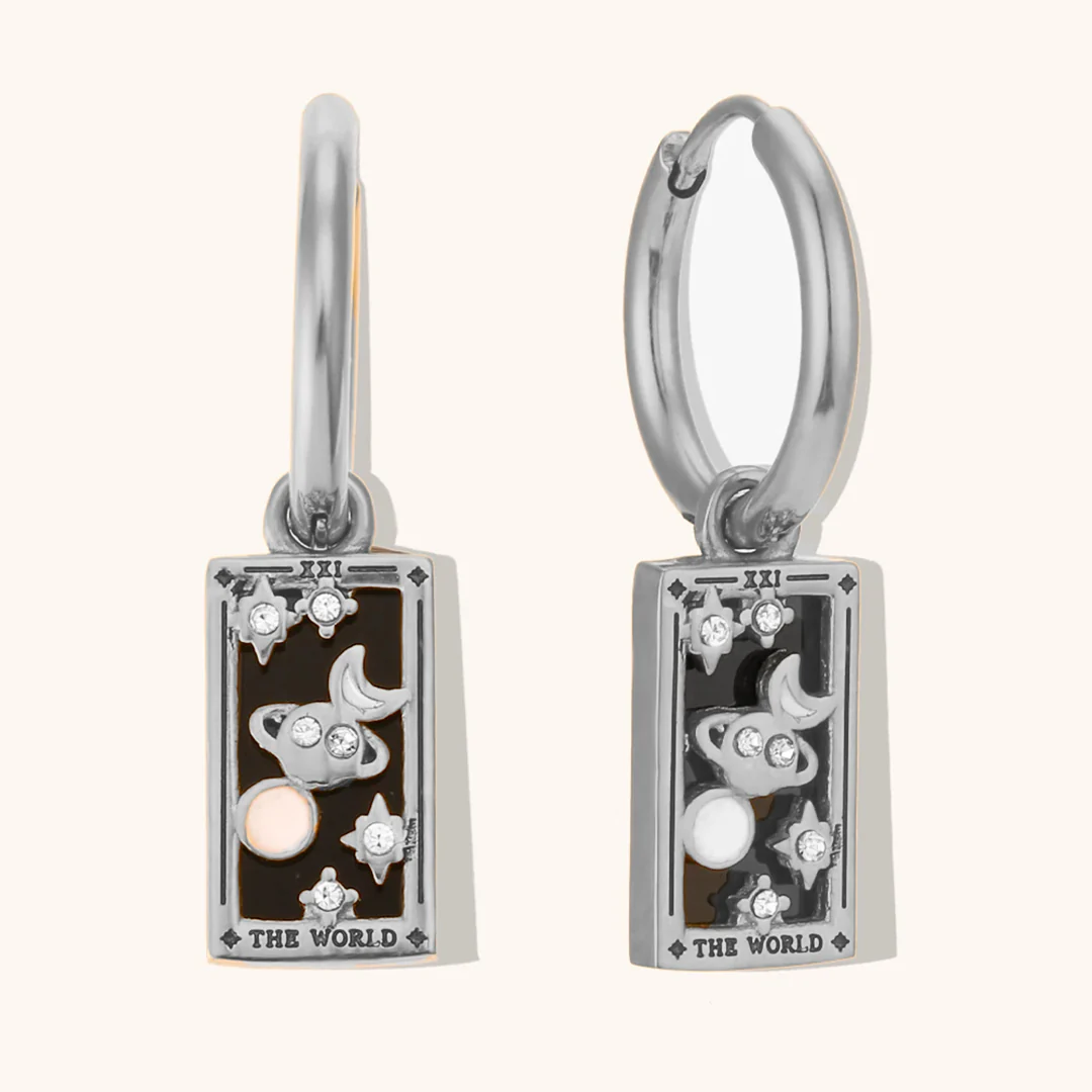 The World - Tarot Card Hoop Earrings - Image 5