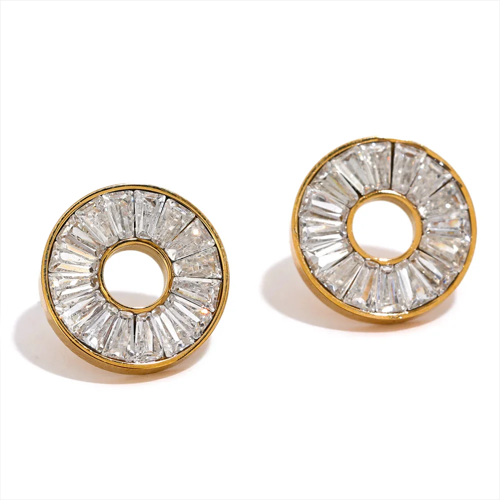 Vibrant - Rainbow Round Gold Stud Earrings - Image 7